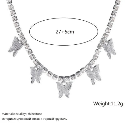 Crystal Butterfly Pendants Chokers Personality Gold Color Hollow Chain Choker Necklaces Ladies Punk Collar jewellery – Halskette