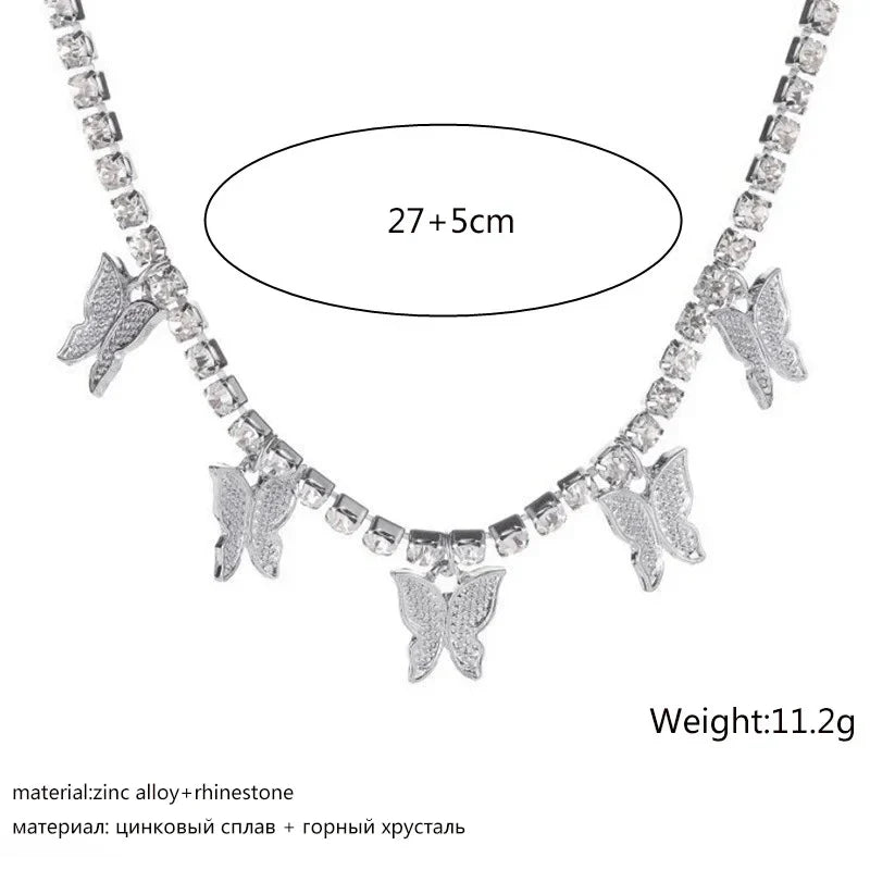 Crystal Butterfly Pendants Chokers Personality Gold Color Hollow Chain Choker Necklaces Ladies Punk Collar jewellery – Halskette
