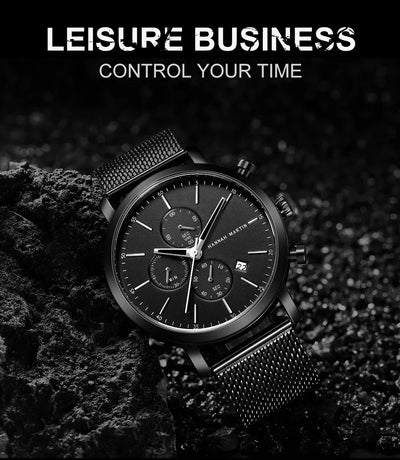 Quarzuhr für Herren – Edelstahl Chronograph mit Datum und Wasserschutz