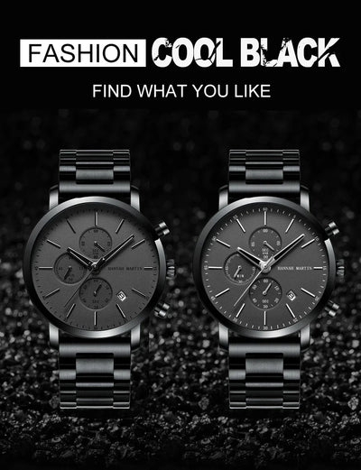 Quarzuhr für Herren – Edelstahl Chronograph mit Datum und Wasserschutz