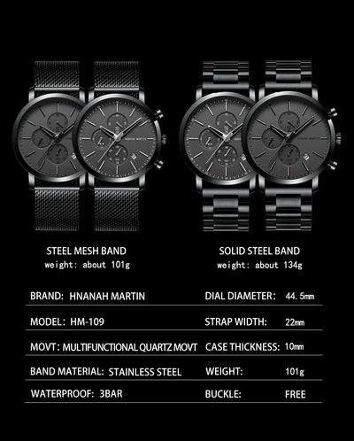 Quarzuhr für Herren – Edelstahl Chronograph mit Datum und Wasserschutz