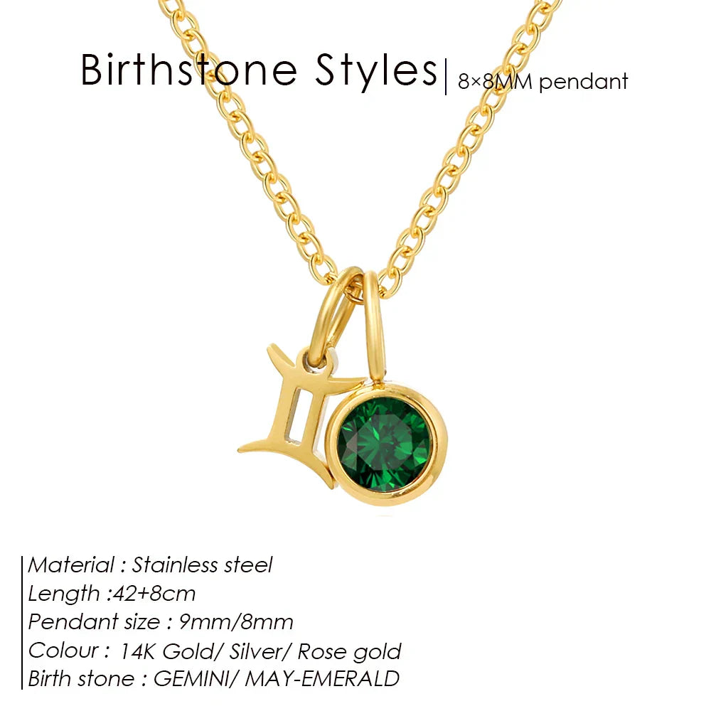 eManco Fashion Constellation Sparkling Rhinestone Pendant Stainless Steel Gold-plated DIY Necklace Birthday Gift – Halskette