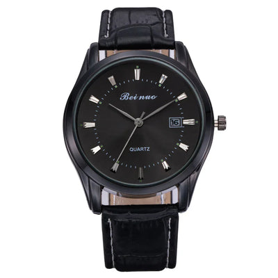 Herren Business Quarzuhr – Elegante Lederarmbanduhr, stoßfest & wasserdicht