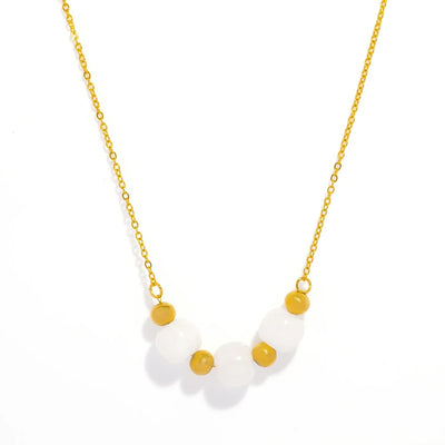Naturstein-Halskette – Goldene Eleganz mit Charakter