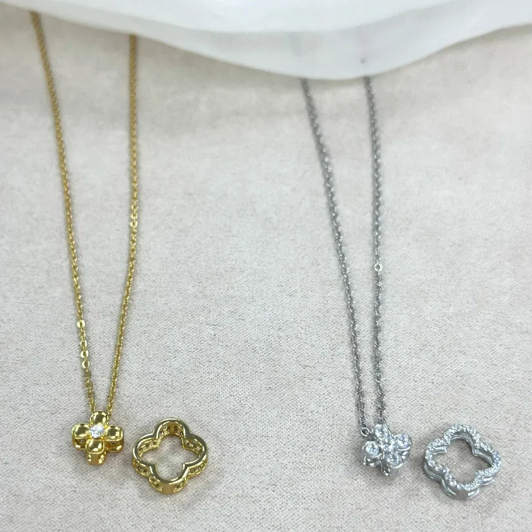 S925 Sterling Silver Four leaf Clover Necklace with Two Ways of Wearing,Light Luxury and Stylish Collarbone Chain SL45