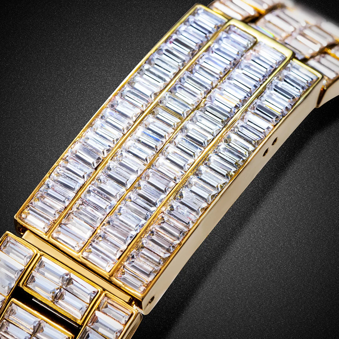 Ice Out Luxus Quarzuhr für Herren – Voll Diamant, Luminous Zeiger, 30m Wasserdicht, Edelstahl, Auto Date, Anti-Magnetisch