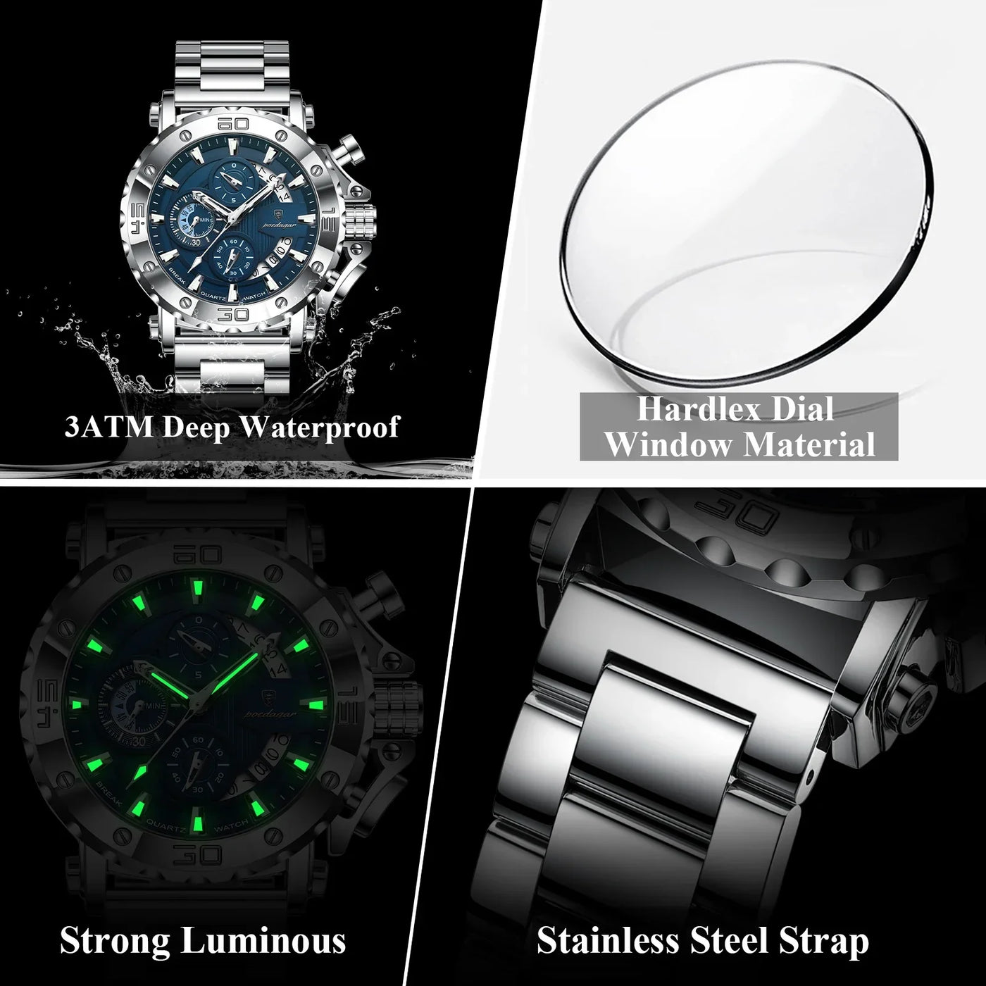 POEDAGAR Luxury Uhr For Men Calendar
