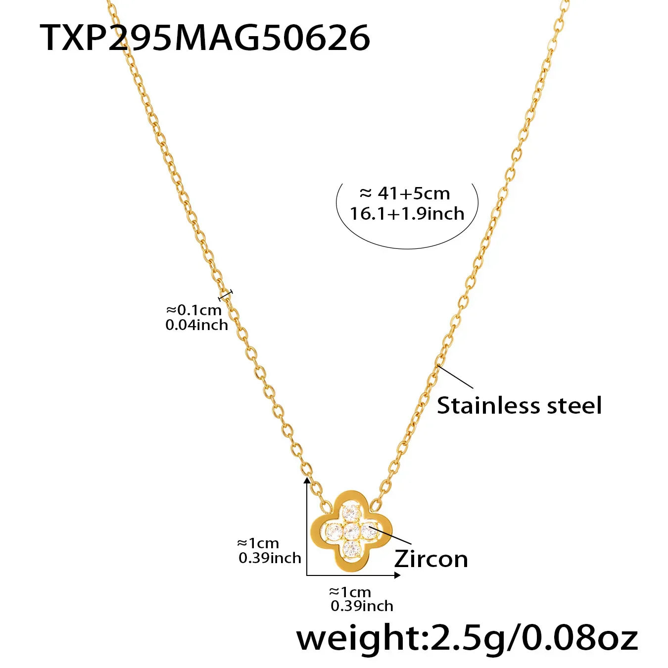 Liora Exquisite Luck Clover Zircon Stainless Steel Drop Pendant Chain Necklaces Stud Earrings Charm Wedding Jewelry