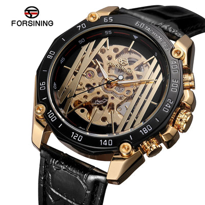 FORSINING Designer Luxury Steel Skeleton Mechanical
