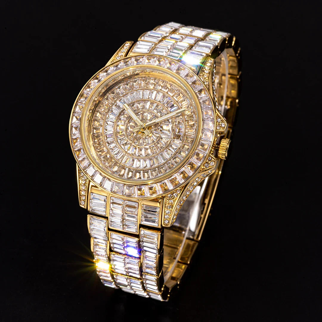 Ice Out Luxus Quarzuhr für Herren – Voll Diamant, Luminous Zeiger, 30m Wasserdicht, Edelstahl, Auto Date, Anti-Magnetisch
