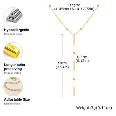 Beaded Long Chain Y Shape Necklace , Minimalist Drop Bar Pendant Choker Necklaces, Clavicle Chain Jewelry – Halskette