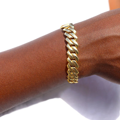 14MM Iced Prong Link Cuban Chain Bracelets Full Rhinestones Chunky Miami Cuban Bracelet Punk Hip Hop Jewelry Gift – Halskette
