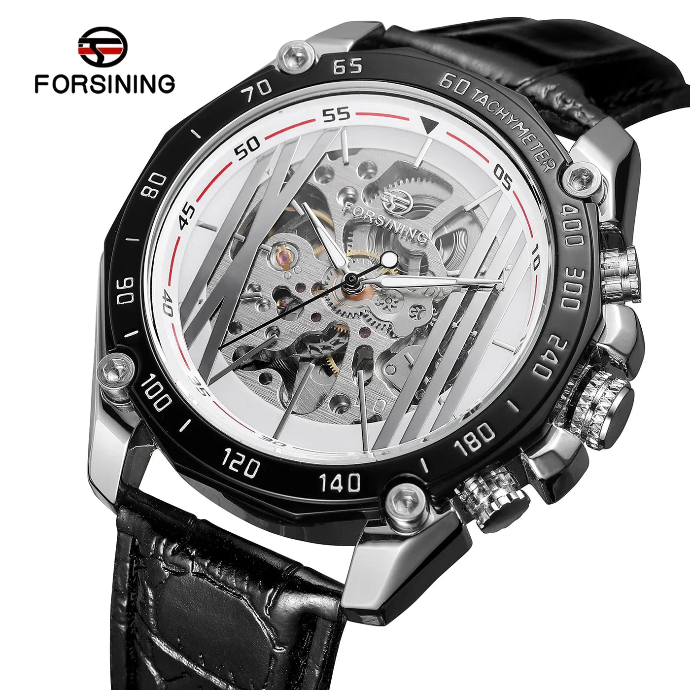 FORSINING Designer Luxury Steel Skeleton Mechanical