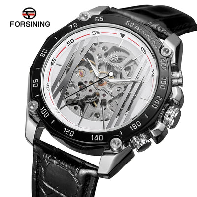 FORSINING Designer Luxury Steel Skeleton Mechanical