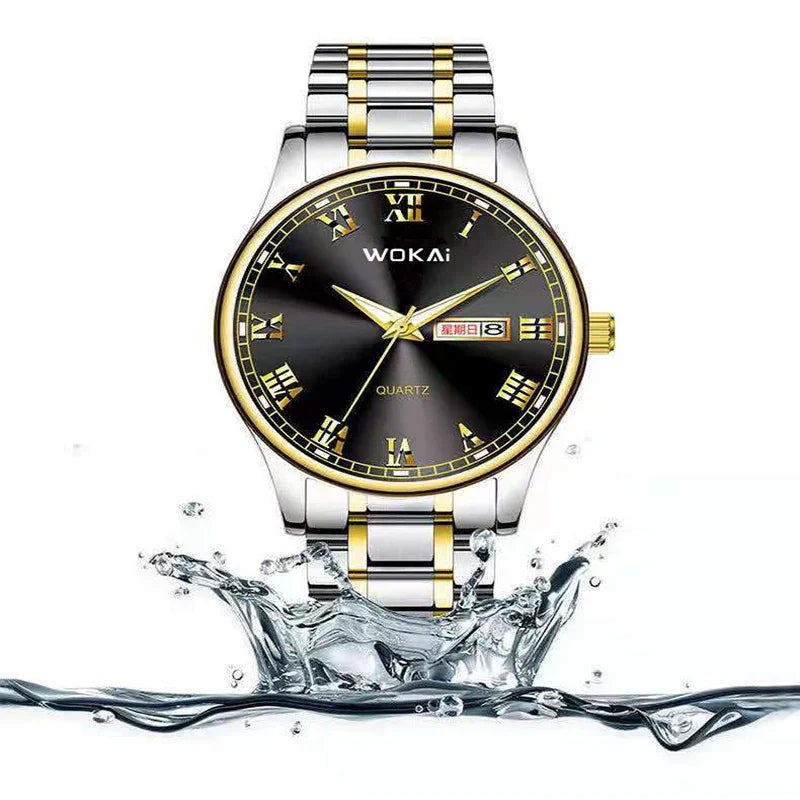 Mairuige Quarz Armbanduhr für Herren, Edelstahl, Wasserdicht, Leuchtzeiger, Elegantes Design