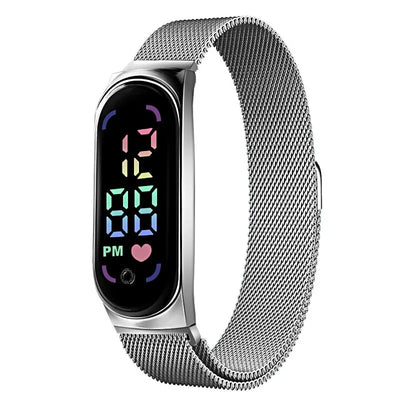 POPLOV Damen Digitaluhr mit LED-Touchscreen – Elegante Uhr mit Magnetarmband, wasserdicht & modern