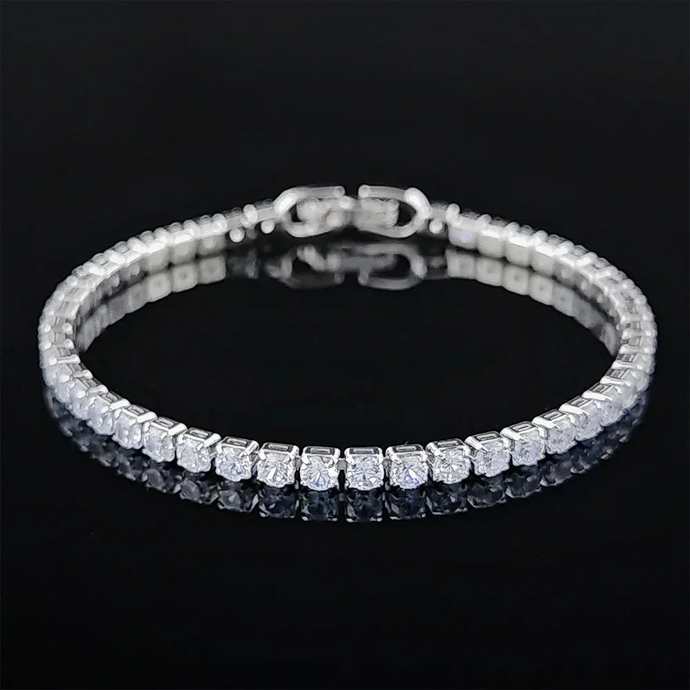 2024 Luxury Silver Color on Hand 4MM 17CM Princess Bracelet Bangle Anniversary Gift Jewelry Wholesale S5650 – Armband