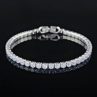 2024 Luxury Silver Color on Hand 4MM 17CM Princess Bracelet Bangle Anniversary Gift Jewelry Wholesale S5650 – Armband