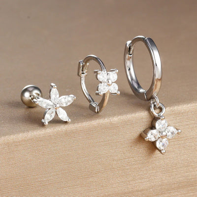 10 Styles Stainless Steel Piercing Earrings Set Geometry Colorful Zircon Huggie Hoop Earring Aesthetic Jewelry