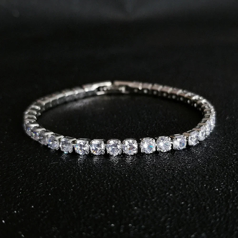2024 Luxury Silver Color on Hand 4MM 17CM Princess Bracelet Bangle Anniversary Gift Jewelry Wholesale S5650 – Armband