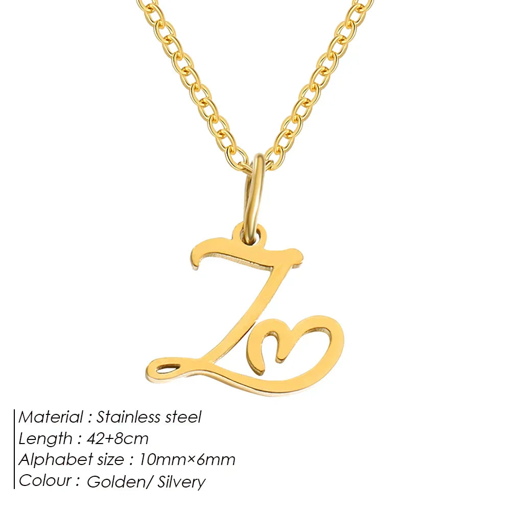 eManco Initial Necklaces Art Letter A-Z Charm Pendant Necklace 's Stainless Steel Minimalism Jewelry Gift – Halskette