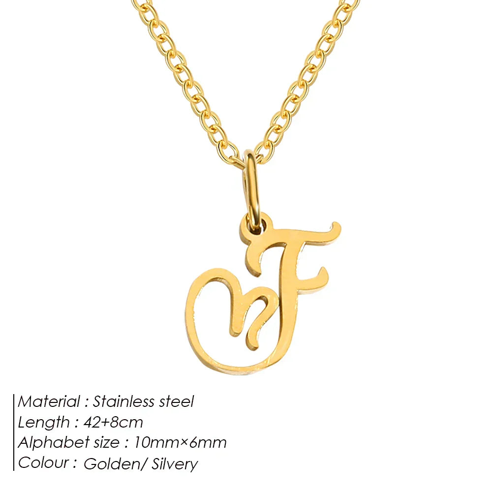 eManco Initial Necklaces Art Letter A-Z Charm Pendant Necklace 's Stainless Steel Minimalism Jewelry Gift – Halskette