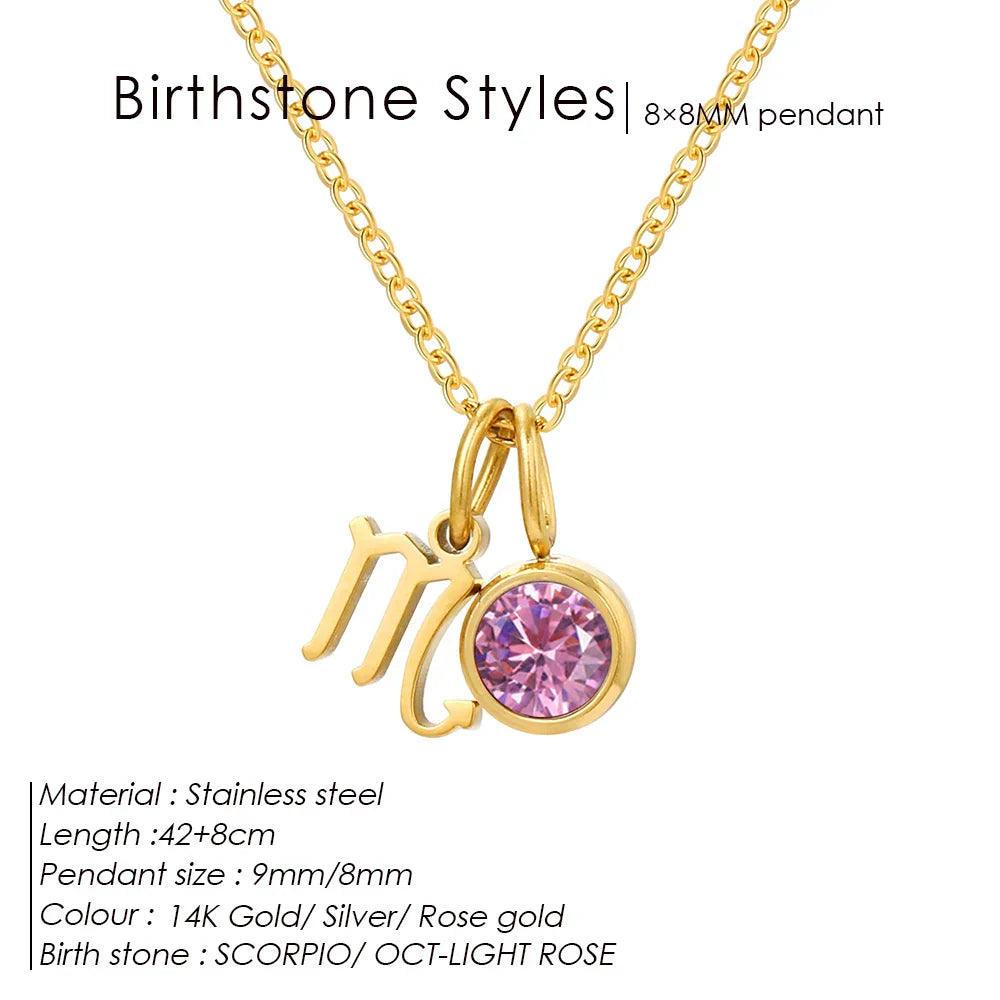 eManco Fashion Constellation Sparkling Rhinestone Pendant Stainless Steel Gold-plated DIY Necklace Birthday Gift – Halskette