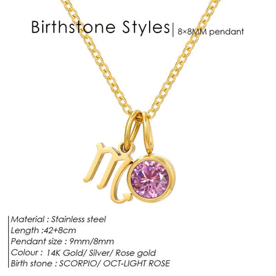eManco Fashion Constellation Sparkling Rhinestone Pendant Stainless Steel Gold-plated DIY Necklace Birthday Gift – Halskette