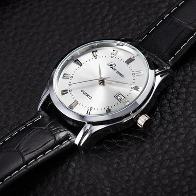 Herren Business Quarzuhr – Elegante Lederarmbanduhr, stoßfest & wasserdicht