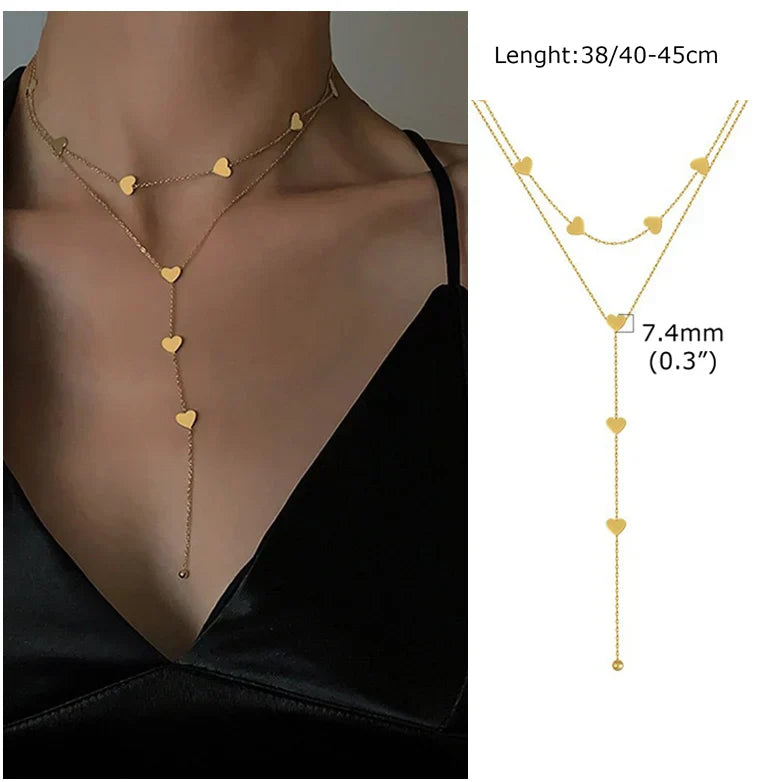 Beaded Long Chain Y Shape Necklace , Minimalist Drop Bar Pendant Choker Necklaces, Clavicle Chain Jewelry – Halskette