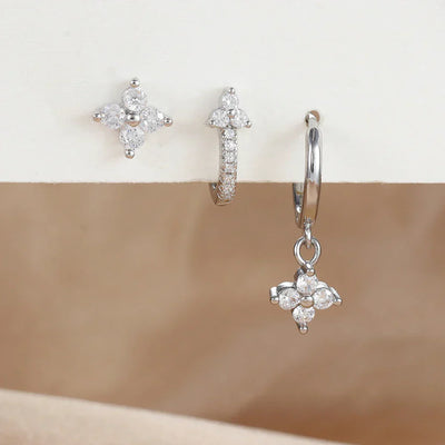 3PCS Fashion Stainless Steel Flower Small Hoop Earrings Set 18K Gold Plated Huggie Cartilage Piercing Jewelry aretes